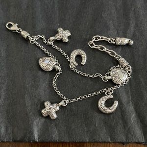 Brighton bracelet with hearts charms. 6 1/2 and the extra links like 8 inches.